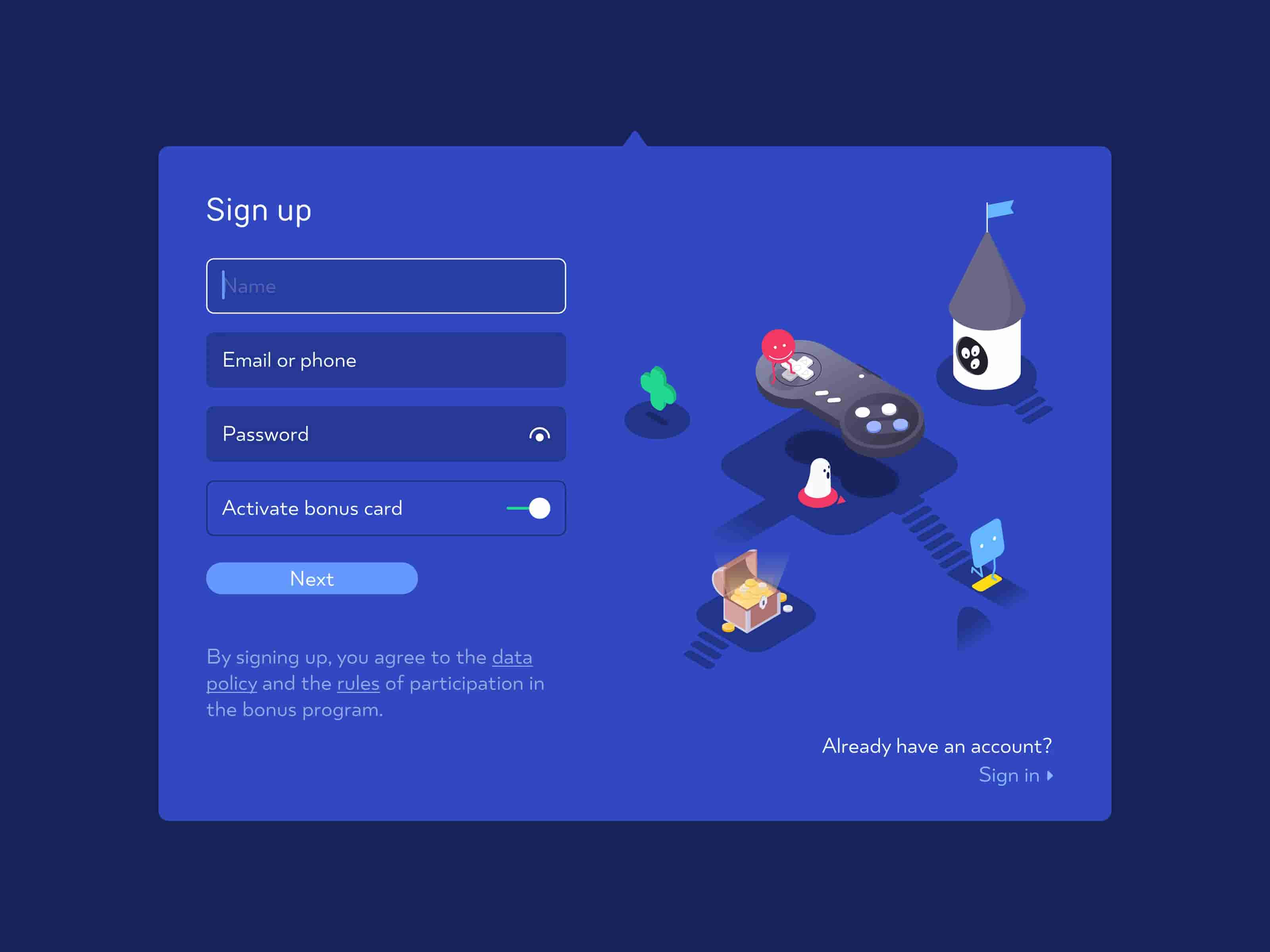 Sign up module