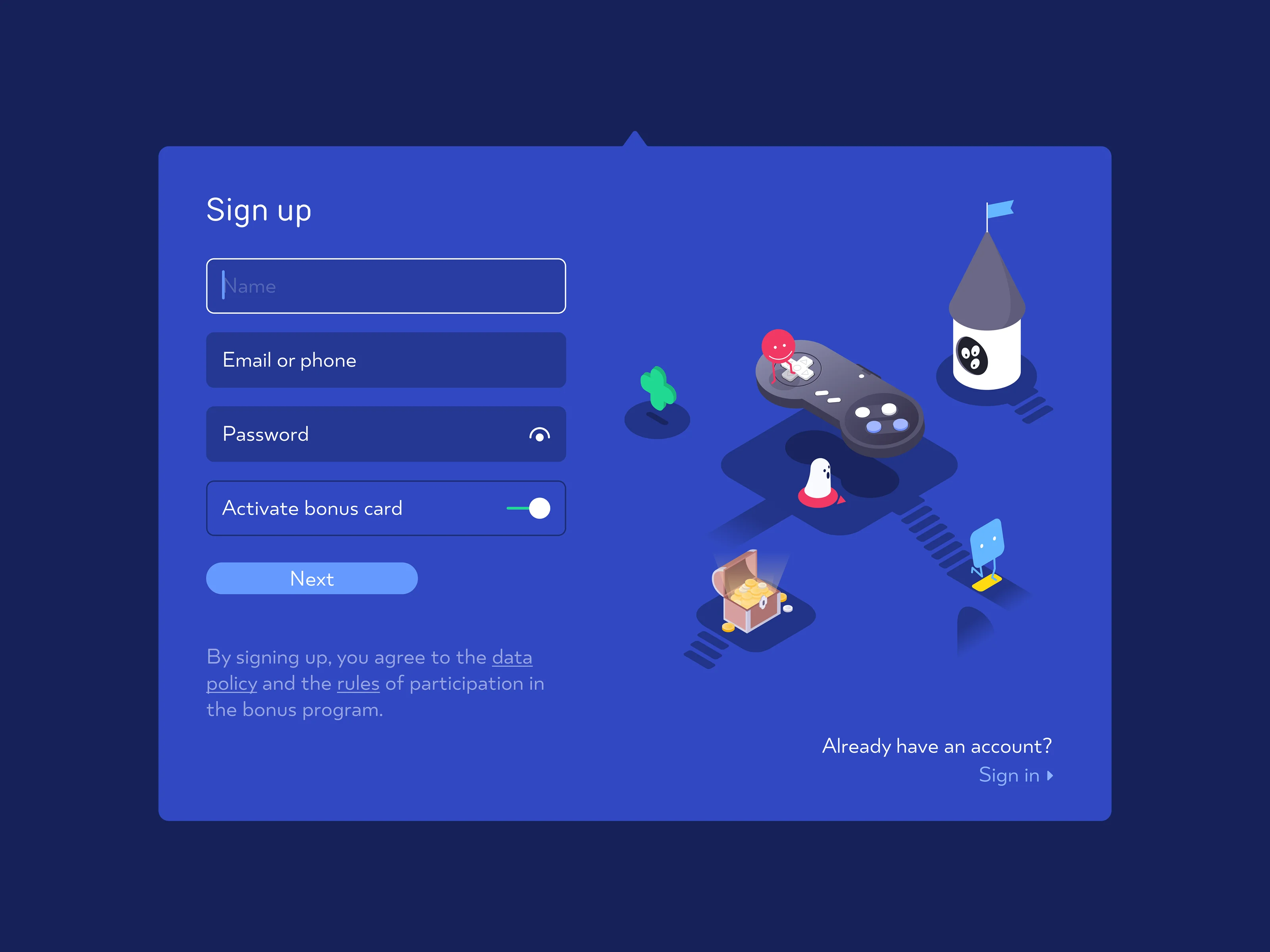 Sign up module